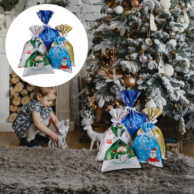  5 Pcs Gold Drawstring Bags Holiday Candy Christmas Vacation