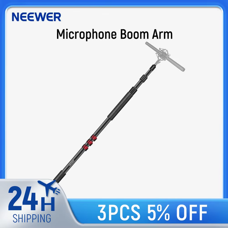 NW-7000 Microphone Boom Arm, 3 Section Extendable Handheld Mic Arm with 3/8" & 3