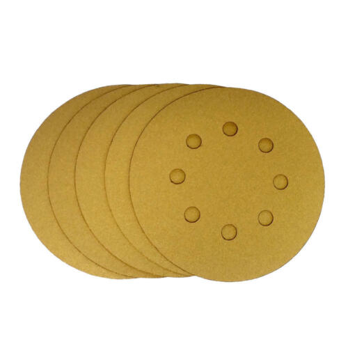 5 Inch 8-Hole Hook And Loop Sanding Disc Sandpaper 180 GRIT 50 PCS Gold or White