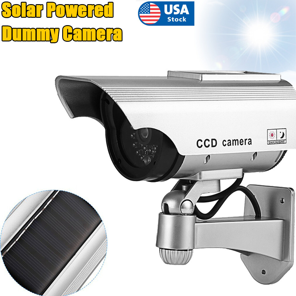 Dummy Camera Security Solar Panel Fake CCTV Surveillance LED Light Outdoor