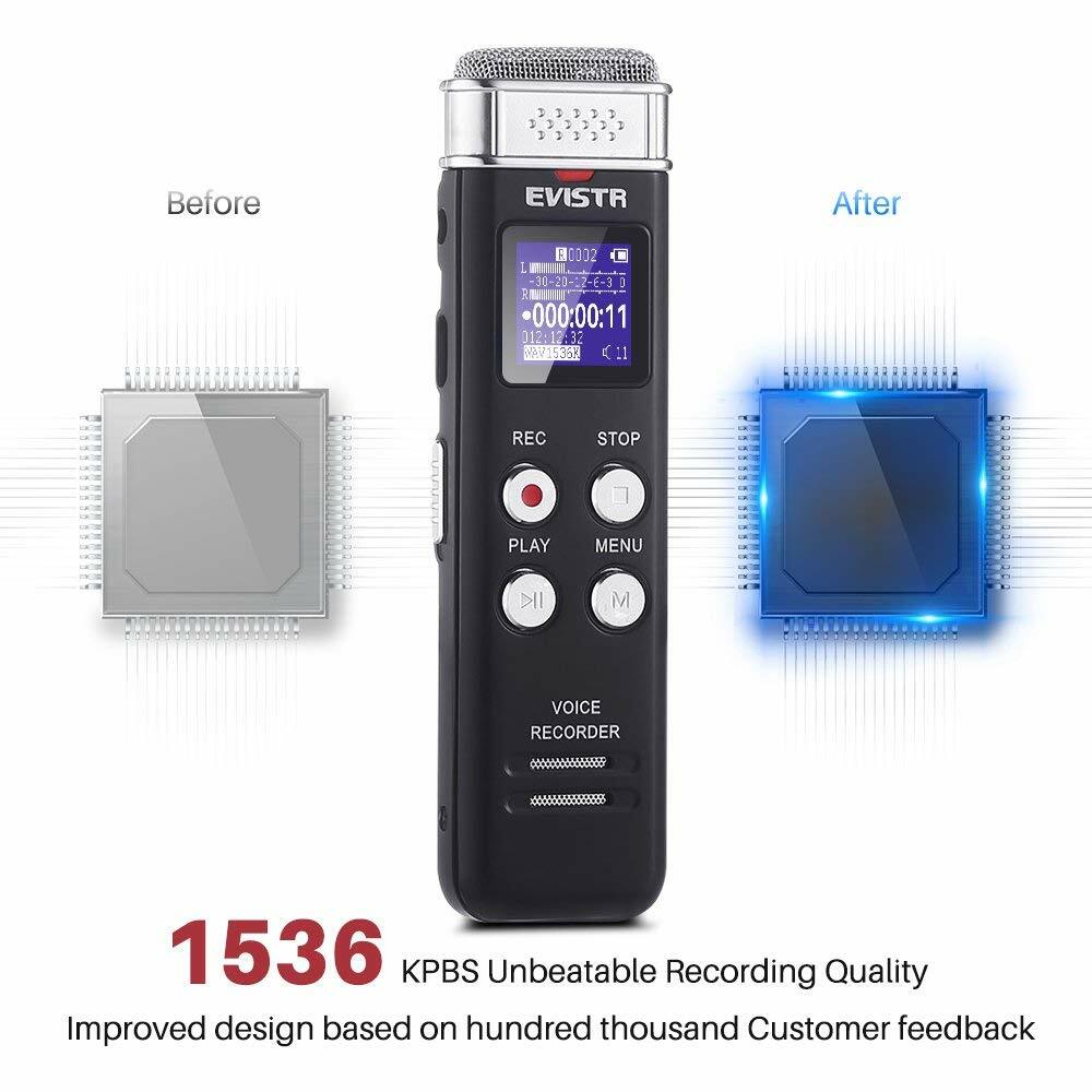 EVISTR 16GB Digital Voice Recorder Voice Activated Recorder with Playback - Upgr