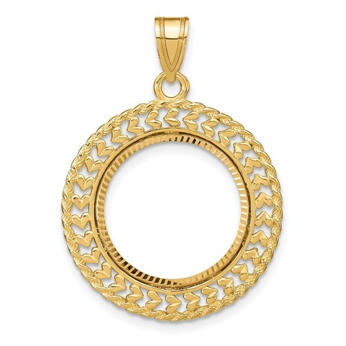 Pre-owned Roy Rose Jewelry Gold Coin Bezel Pendant Mounting In 14k Yellow Gold - 16.5mm-32.7mm Coin Size