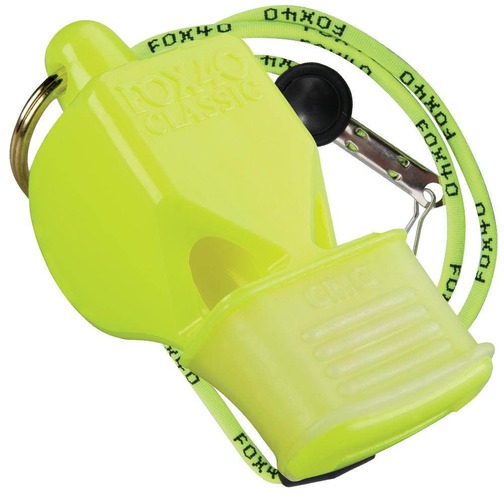 NEON YELLOW Fox 40 Classic CMG Whistle Официальный спасательный трос БЕСПЛАТНО