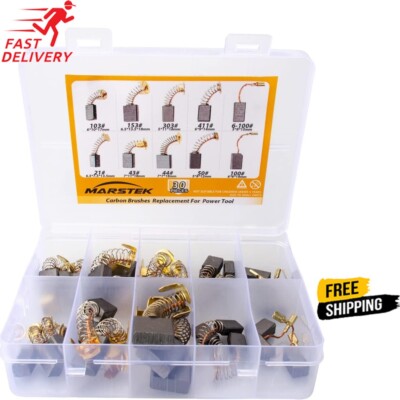 30Pcs Graphite 10-Sizes Electric Motor Carbon Brushes Replacement For Power Tool