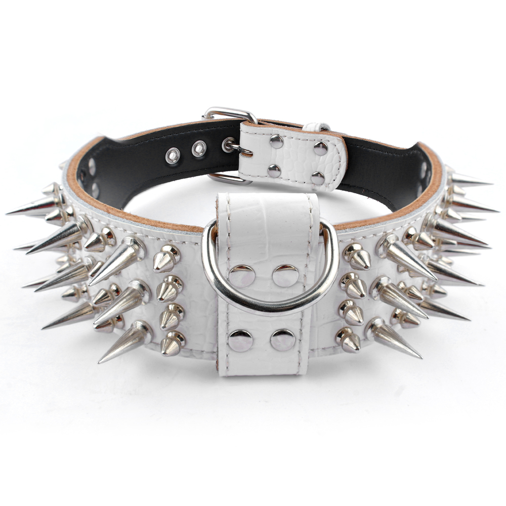 Cool Sharp Spiked Studded Dog Collars Leather for Pitbull Rottweiler