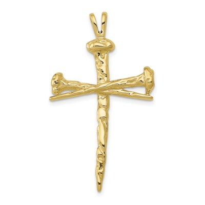 Pre-owned Superdealsforeverything Real 10kt Yellow Gold Polished Cross Charm