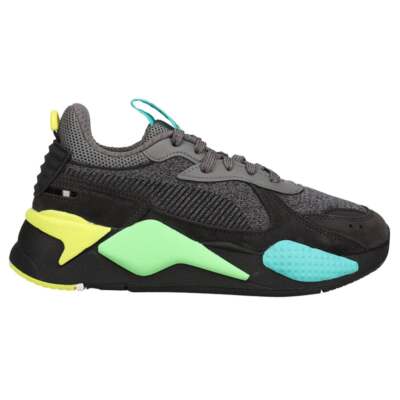 Puma RsX Highlighter Lace Up Youth Boys Серые кроссовки Повседневная обувь 385934-02