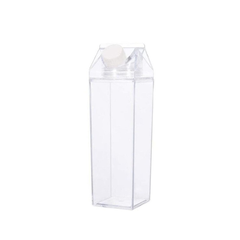500ml/1000ml Milk Carton Water Bottle Plastic Portable Clear Box Juice Bottle