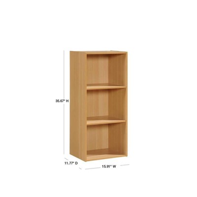HODEDAH Bookcase Beech Finished Vertical Engineered Wood Closed Back 3-Shelves