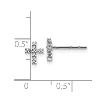 Pre-owned Diamond2deal 10k White Gold Polished Diamond Cross Stud Earrings Gift For Women