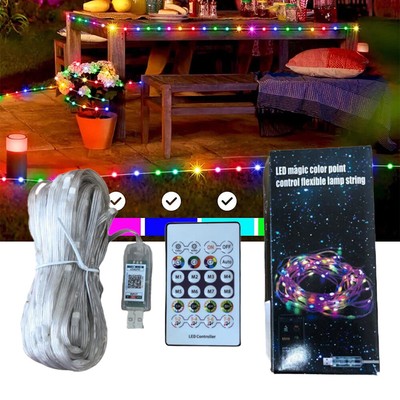 Smart Rainbow Permanent Outdoor String Fairy Lights 20/50/200LED USB APP Control