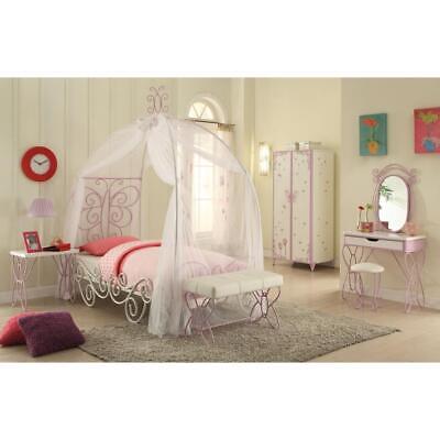 Priya II Full Bed w/Canopy, White & Light Purple
