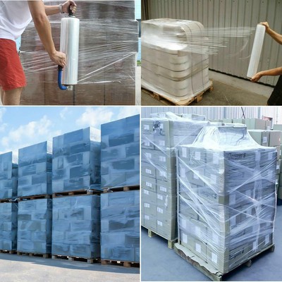 4 Rolls 18" X 1500 FT Hand Stretch Plastic Film Shrink Pallet Wrap 80 Gauge