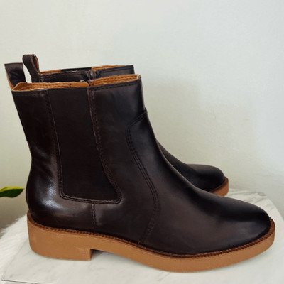 Lucky Brand Women's Ressy Ankle Leather Bootie, Chocolate Brown, Size 8.5, NWT