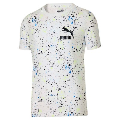 

Puma Splatter Pack Футболка с круглым вырезом и короткими рукавами Молодежные повседневные топы для мальчиков размера, Белый, Puma Splatter Pack Crew Neck Short Sleeve T-Shirt Youth