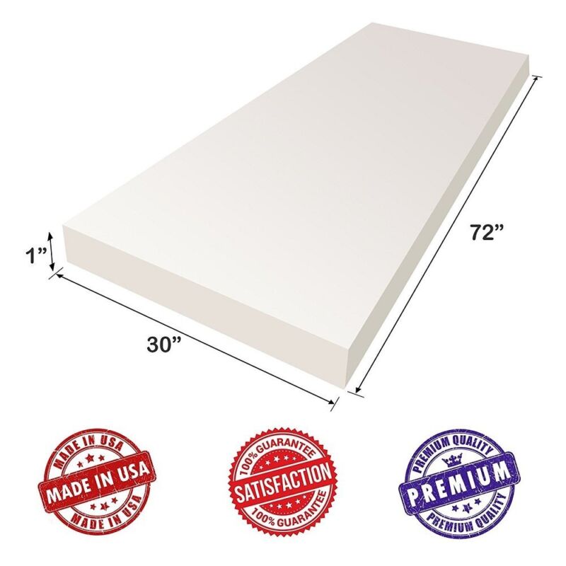 Dream Solutions Usa Upholstery Visco Memory Foam Sheet- 1"hx30w"x72l" - 3.5...
