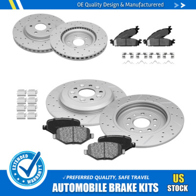 For 2011-2019 Ford Explorer Flex Taurus Front and Rear Rotors Ceramic Brake Pads
