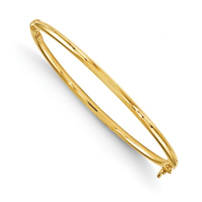 Pre-owned Superdealsforeverything Real 14kt Yellow Gold Polished Hinged Bangle