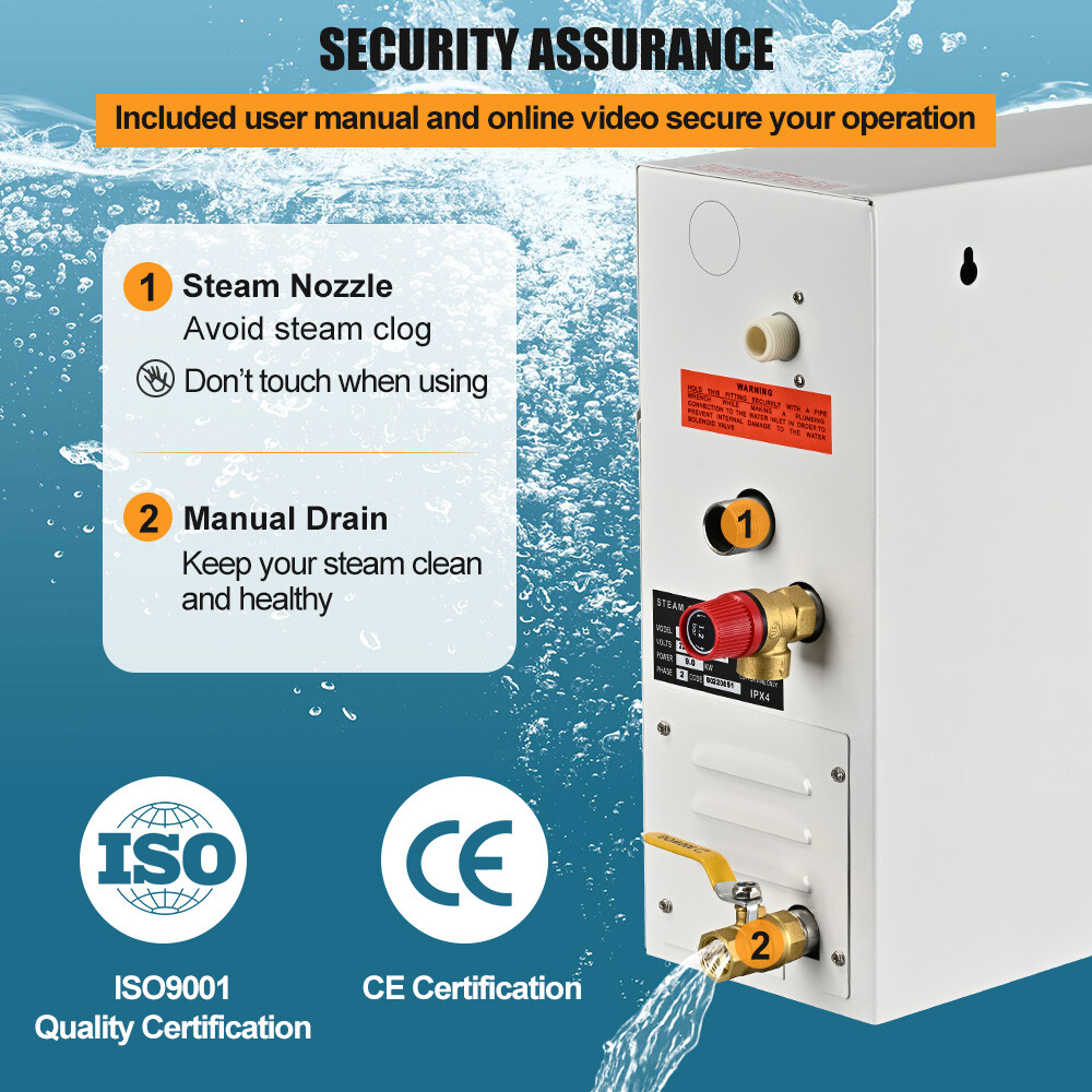 9KW steam Generator Shower ST-135M Sauna Bath Spa Control Humidifier Certificate