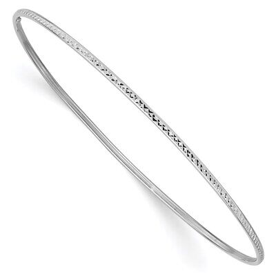 Pre-owned Diamond2deal 14k White Gold 1.5mm Diamond-cut Slip-on Bangle Bracelet 8" 1.39 Gm
