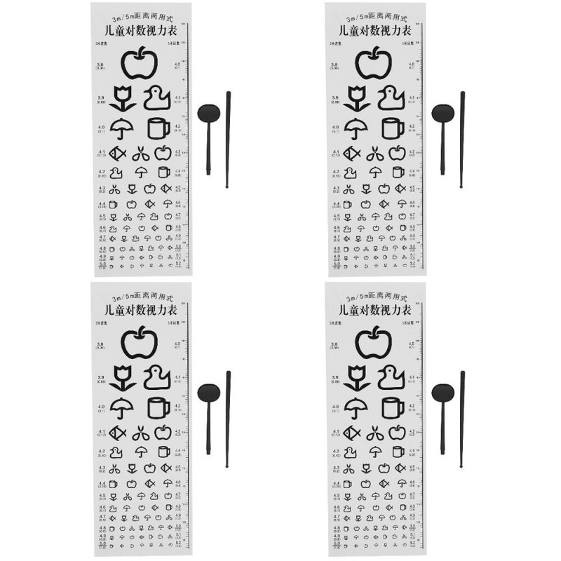  4 Sets Lochbrille Sehtestdiagramm Logarithmische Sehtabelle Augenarzt Wandtafel