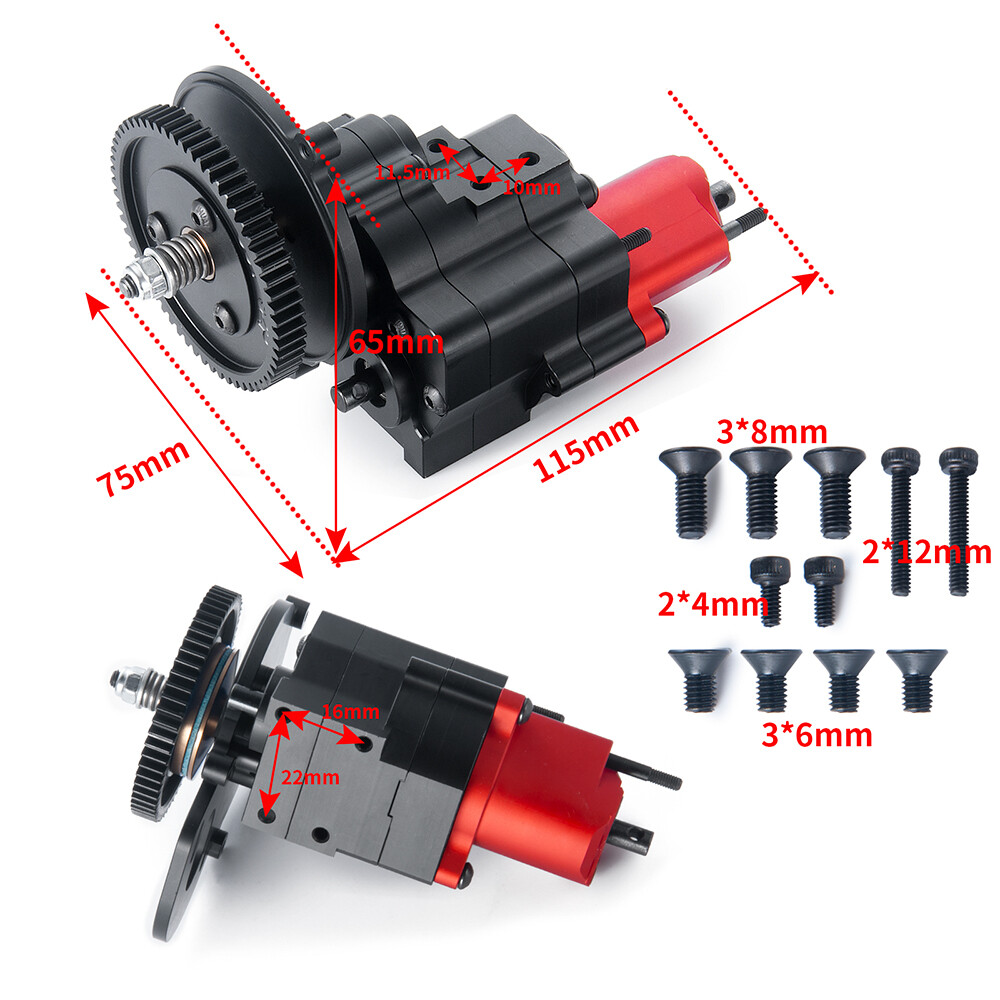 2 Speed Transmission Cutoff Gearbox for Axial SCX10 1/10 RC Crawler Car