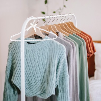 2pcs Skid Proof Suit Hangers Clothes Drying Rack Pearl Clothes Hangers