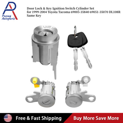Ignition Switch Lock Key and Front Door Lock Cylinder Set Fit Toyota Tacoma95-04