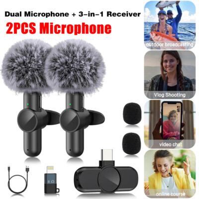 Lavalier Wireless Microphone Audio Video Recording Mini Mic For Android/iphone