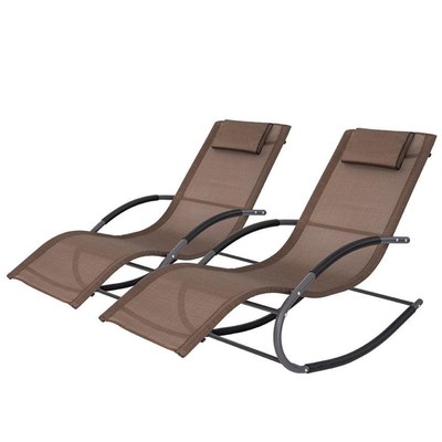 Nuu Garden Bistro Sets 2-Piece Metal Outdoor Rocking Chair in Brown Oil Resist