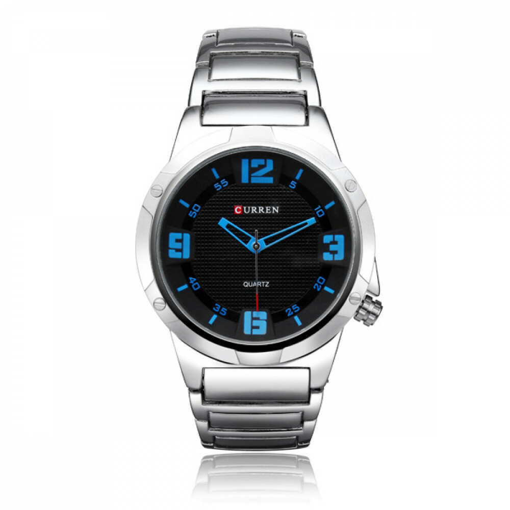 Orologio Polso Curren 8111 Uomo Analogico Quarzo Moderno Silver Quadr Blu lac