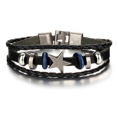 Multilayer Leather Bracelet Braided Men s Women s Wristband Bangle Jewelry Steel