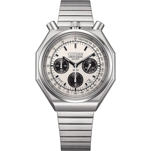 Pre-owned Citizen An3700-62a Tsuno Chronograph Quartz Silver Tone White Dial