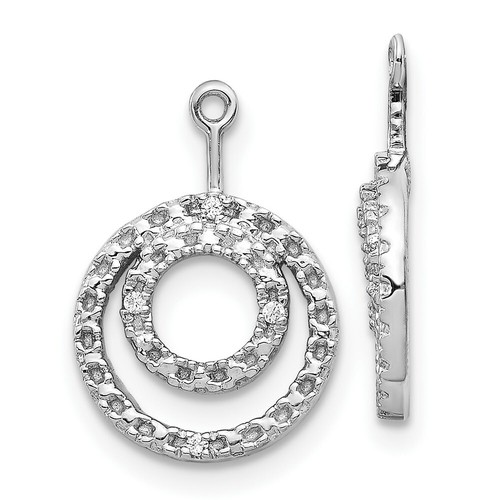 Pre-owned Pricerock 14k White Gold Double Circle Diamond Earring Jackets