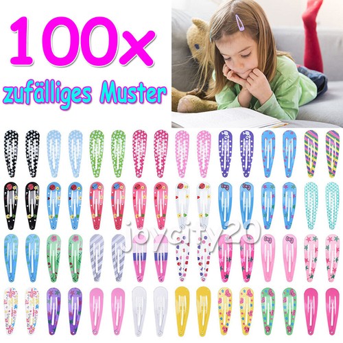 100 Stück Haarspangen & Gummis Für Mädchen – Selbstscharnierend, Bunt, Mit Blumen- & Schleifen-Design