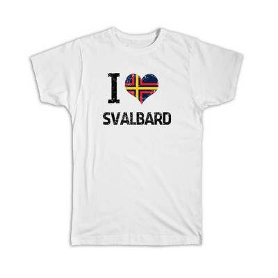 Gift T-Shirt : I Love Svalbard Heart Flag Country Crest Expat