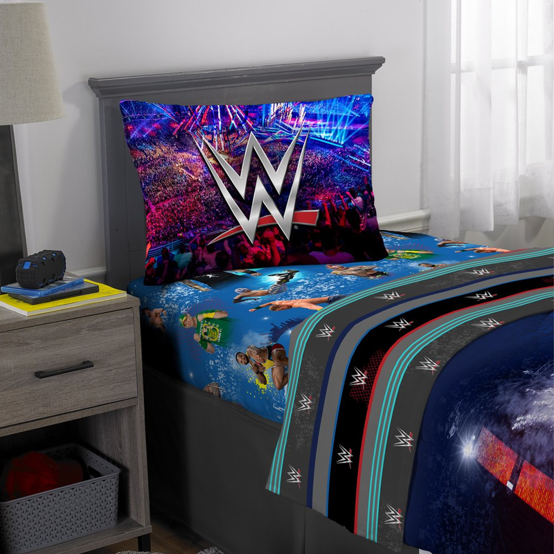 WWE Bed in a Bag Twin Size 4-Pieces Bedding Set Comforter and Sheets Kids Gift