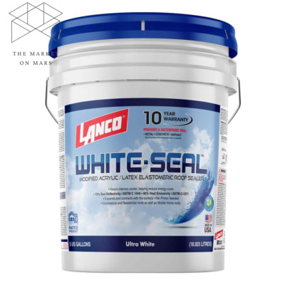 5 Gal. White Roof Seal Elastomeric Rubberized Sealer Waterproof Sealant Coating