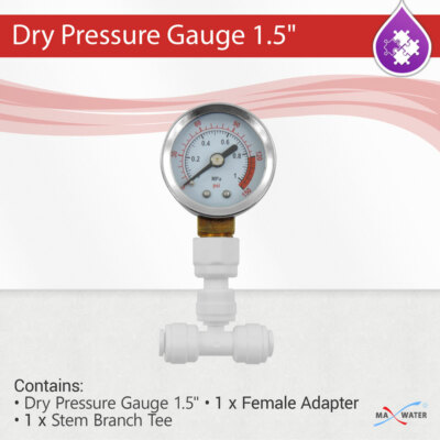 MX - Vertical Dry 150PSI Pressure Gauge Assembly 1.5'' + 2 Quick Connect Fittings