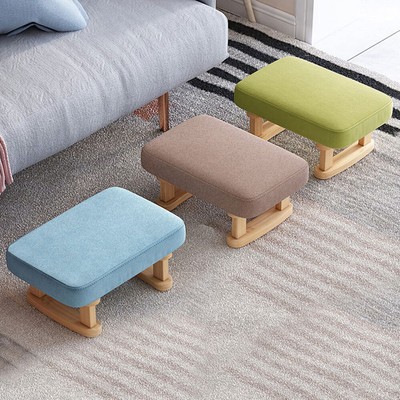 Wood Cushion Sitting Stool Sofa Low Foot Step Stool Changing Shoe Rest Seat USA