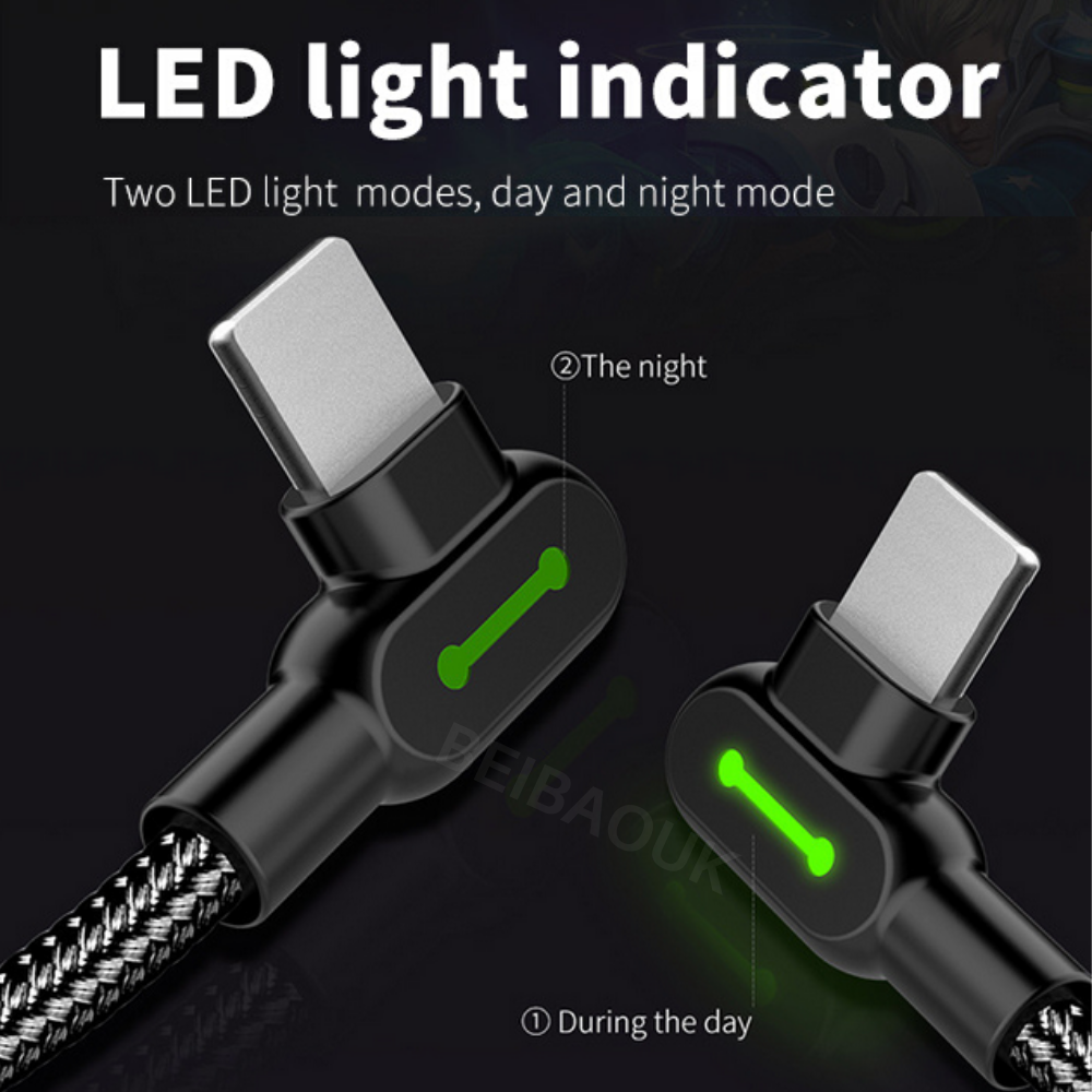 3 Pack Mcdodo 90 Degree USB Cable Lot LED Fast Charge Data For iPhone Charger SE
