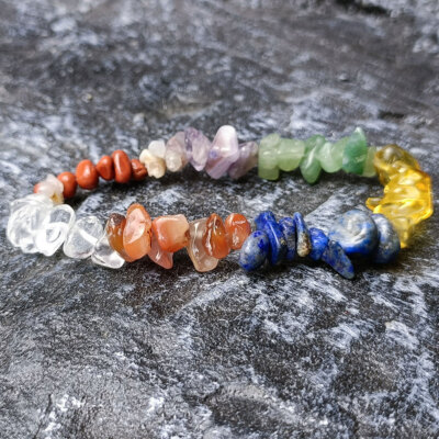 Spiritual Meditation Crystal Heart Healing Crystal 7 Chakra Tumbling Stone Set