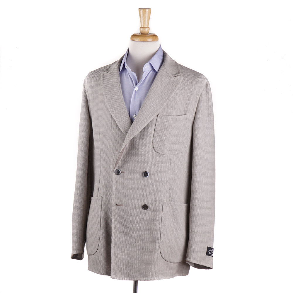 Pre-owned Belvest $1995  Reversible Double-breasted Wool And Silk Sport Coat 42 R In Beige