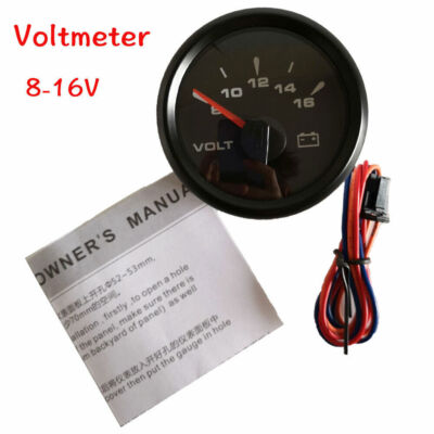 52MM/2'' 8-16V Volts Gauge 7 Colors Backlight For Car Marine Waterproof USA STOCK