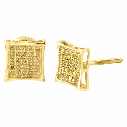 Pre-owned Jewelry Unlimited Yellow Diamond Studs 10k Yellow Gold Round Cut Pave Kite Shaped Earrings 0.15 Ct