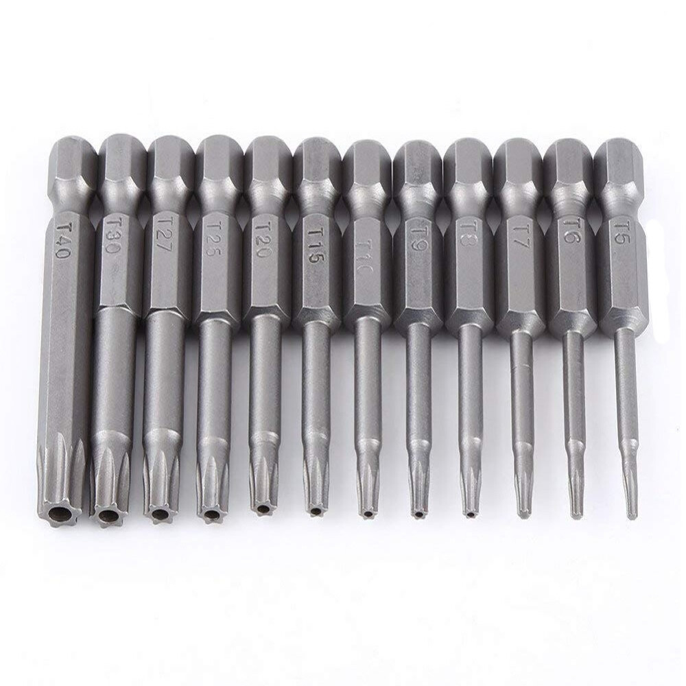 Security Tamper Proof 12pc Torx Bit Set Quick Change Connect Impact