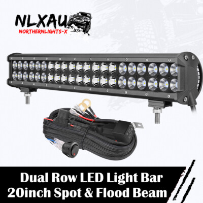 20inch LED Light Bar Flood Spot OffRoad Truck Driving FOG Truck 4WD ATV + Wiring