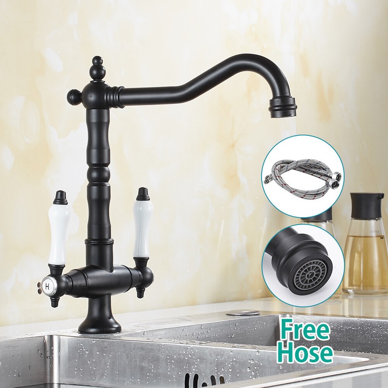 Traditional Kitchen Sink Mixer Taps Dual Ceramic Levers ...