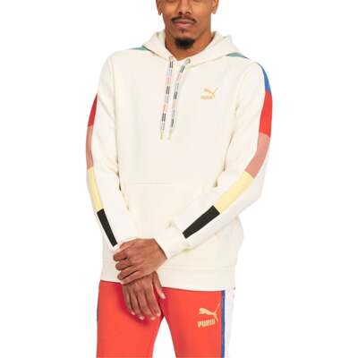 

Пуловер с капюшоном с логотипом Puma Go For Iconic T7 Мужская бежевая повседневная спортивная верхняя одежда, Бежевый, Puma Go For Iconic T7 Logo Pullover Hoodie