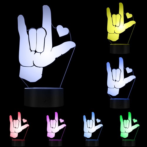I Love You Asl American Sign Language 3d Optical Illusion Light Usb Glowing Led Ebay
